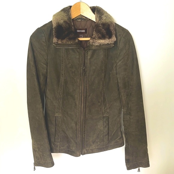 Winter Leather jacket, size 2XS, 2TP extra small, military green colour. - Picture 2 of 11